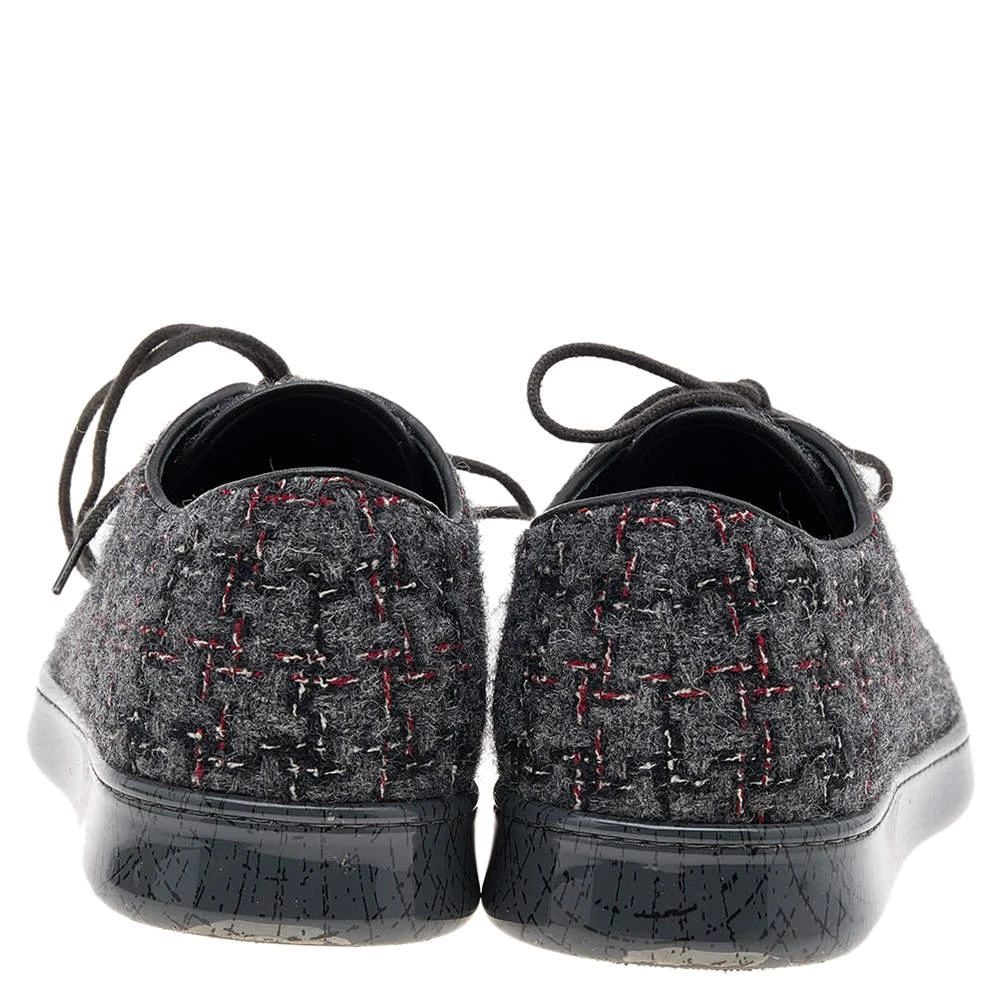 商品[二手商品] Chanel|Chanel Grey Tweed And Leather CC Cap Toe Low Top Sneakers Size 38,价格¥4219,第5张图片详细描述