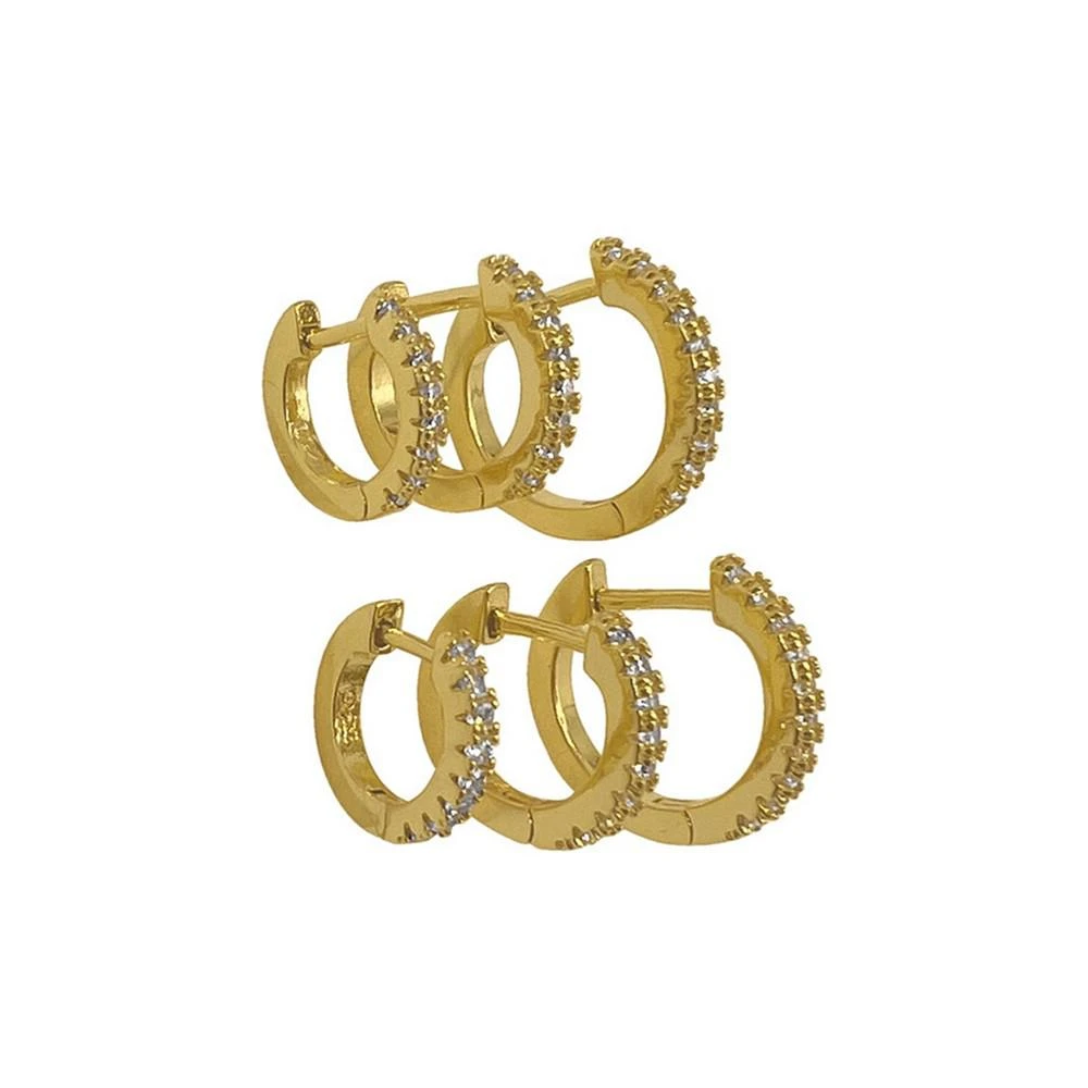 商品ADORNIA|14K Gold Plated Huggie Hoop Earring Pack, 6 Pieces,价格¥206,第3张图片详细描述
