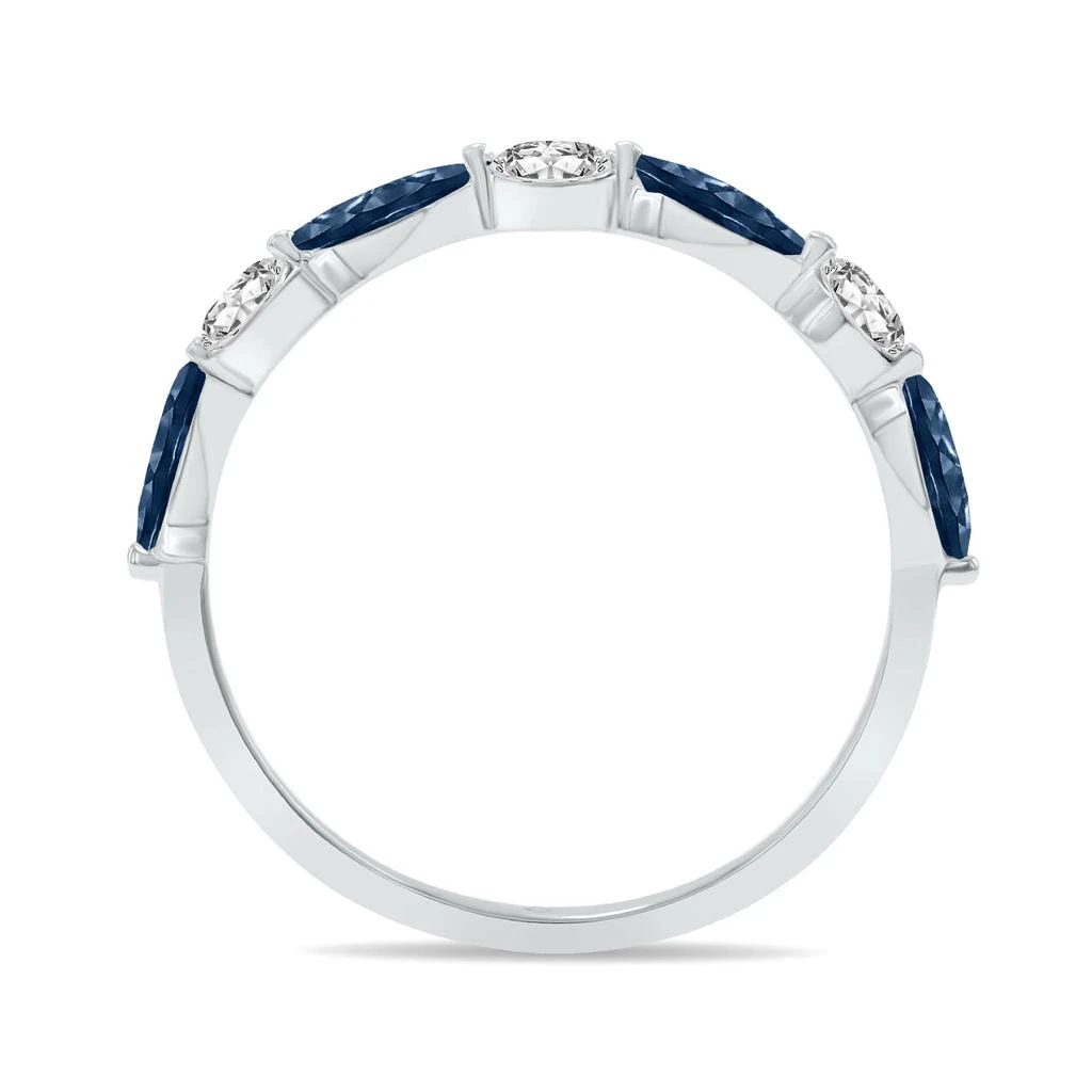 商品SSELECTS|3/4 Ctw Marquise Shape Sapphire And Diamond Wedding Band In 10K White Gold,价格¥1882,第4张图片详细描述