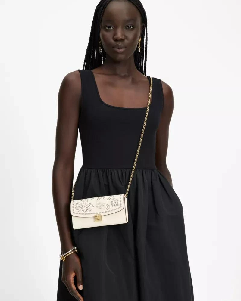 商品Kate Spade|Phoebe Perforated Turnlock Wallet-on-chain,价格¥813,第2张图片详细描述