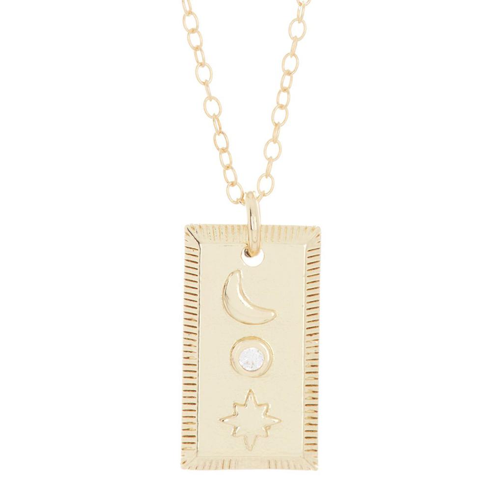 Adornia Moon and Star Mini Tablet Necklace Gold Vermeil .925 Sterling Silver商品第1张图片规格展示
