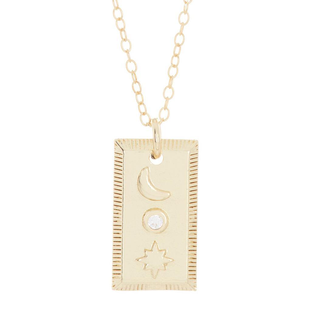 商品ADORNIA|Adornia Moon and Star Mini Tablet Necklace Gold Vermeil .925 Sterling Silver,价格¥244,第1张图片