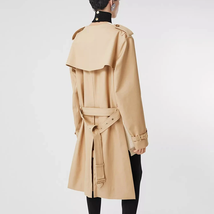 商品[国内直发] Burberry|Trench 风衣裁片罗纹针织羊毛混纺开衫羊毛衫外套 女款 柔黄褐色,价格¥5027,第4张图片详细描述