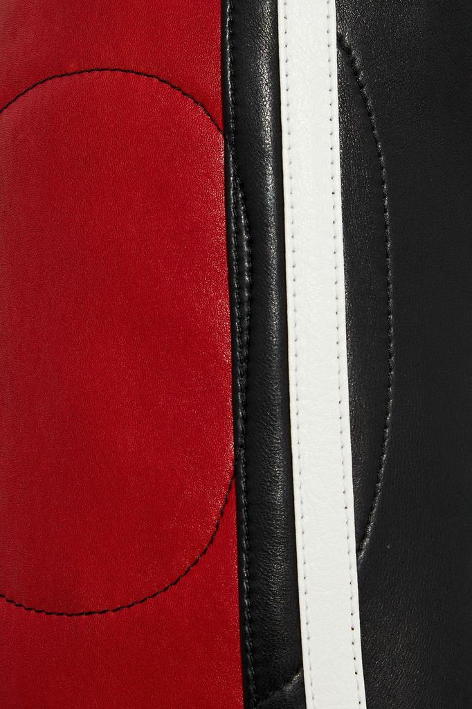 Zip-embellished striped leather skinny pants商品第4张图片规格展示