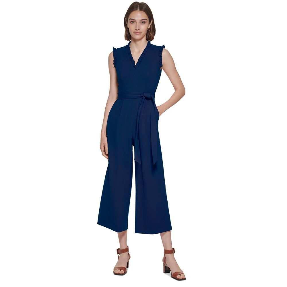 商品Calvin Klein|Women's Ruffle-Trimmed Jumpsuit,价格¥1027,第1张图片