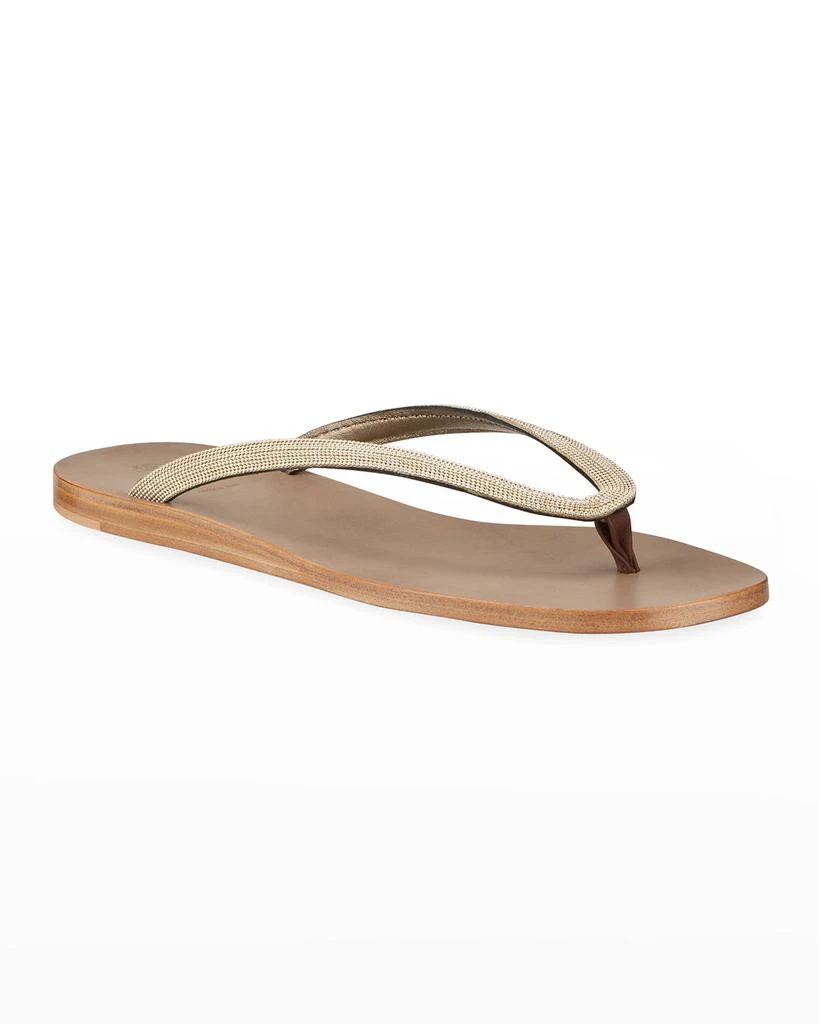 商品Brunello Cucinelli|Leather Monili Flat Thong Sandals,价格¥5695,第2张图片详细描述
