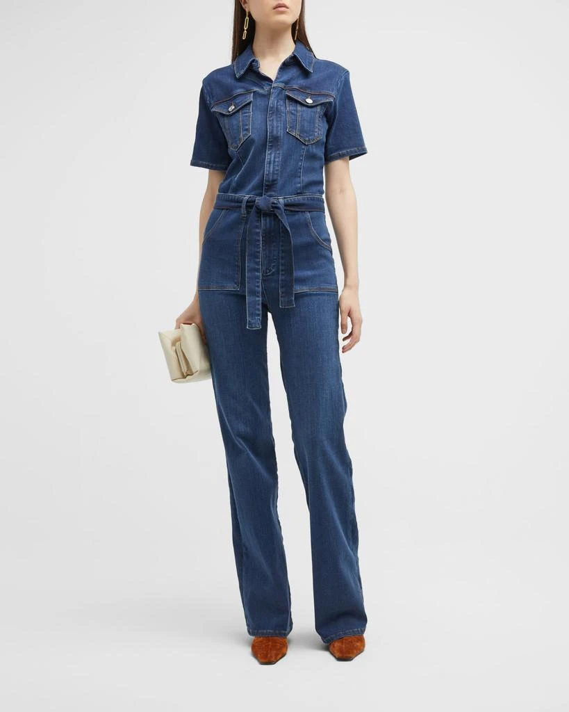 商品FRAME|Flare De Francoise Button-Front Denim Jumpsuit,价格¥1150,第1张图片