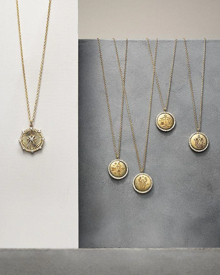 商品Moon & Meadow|14K Yellow Gold Kate Diamond Starburst Medallion Pendant Necklace, 18",价格¥10588,第2张图片详细描述