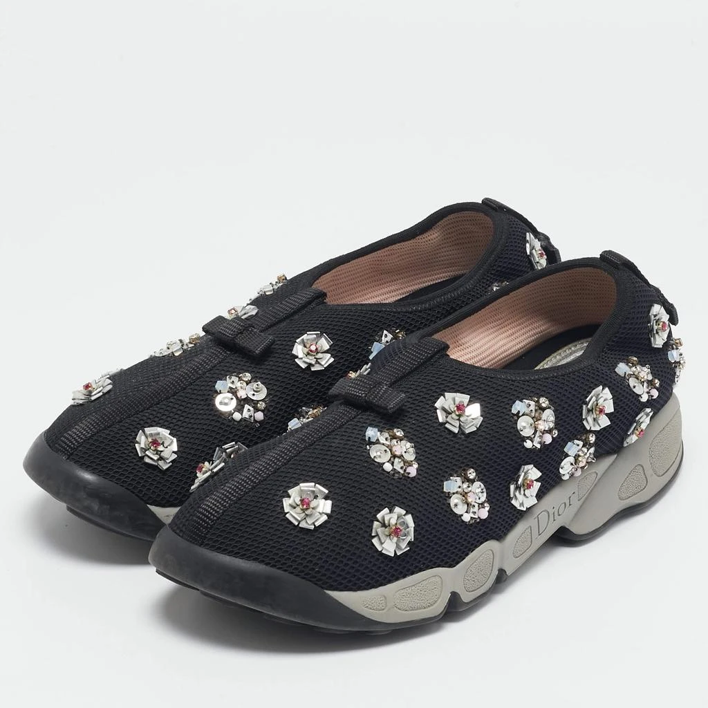 商品[二手商品] Dior|Dior Black Mesh Fusion Floral Embellished Slip On Sneakers Size 39,价格¥2460,第2张图片详细描述