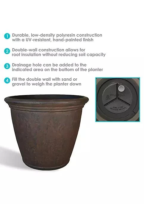 商品Sunnydaze Decor|Decor 16 In Anjelica Unbreakable Polyresin Planter   Rust   Set Of 4,价格¥967,第4张图片详细描述