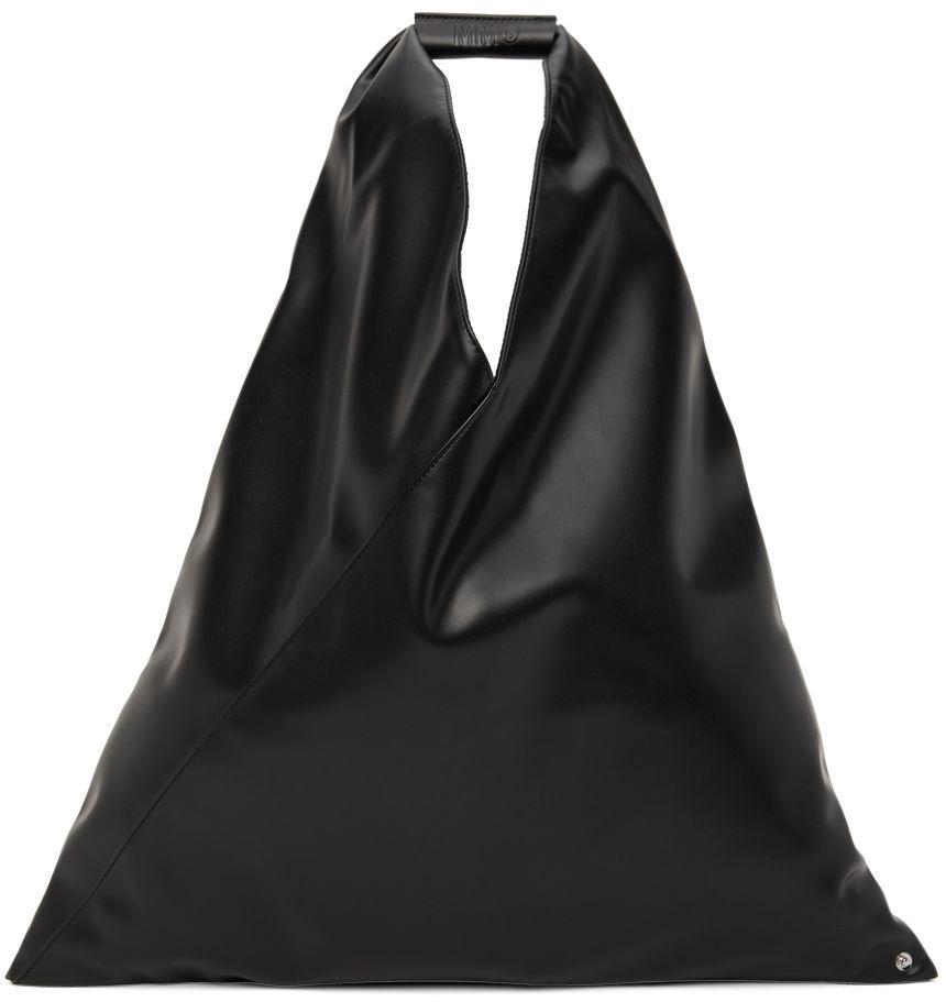 Black Faux-Leather Triangle Tote商品第1张图片规格展示