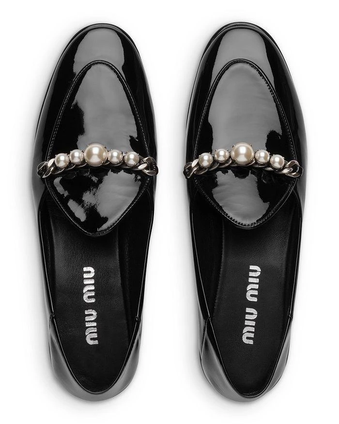 商品Miu Miu|Women's  Embellished Patent Leather Loafers,价格¥4130,第4张图片详细描述