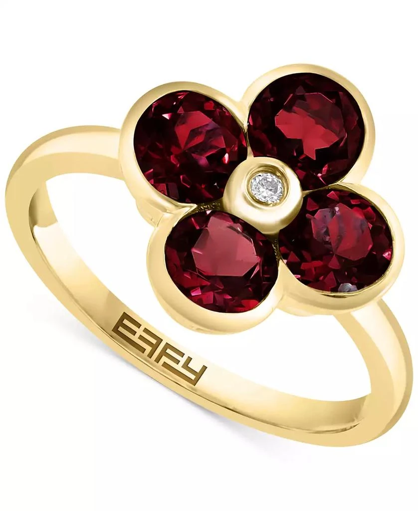 商品Effy|EFFY® Garnet (2-1/2 ct. t.w.) & Diamond Accent Flower Ring in 14k Gold,价格¥4841,第1张图片