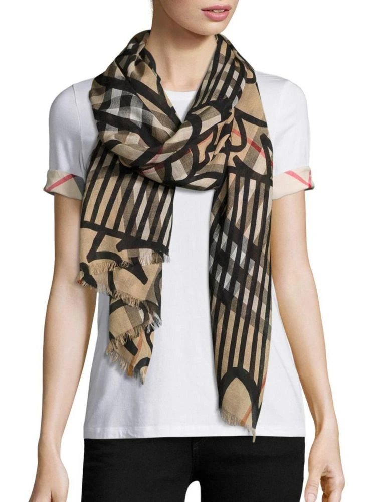 商品Burberry|Painted Patchwork Giant Check Wool & Silk Gauze Scarf,价格¥3260,第1张图片