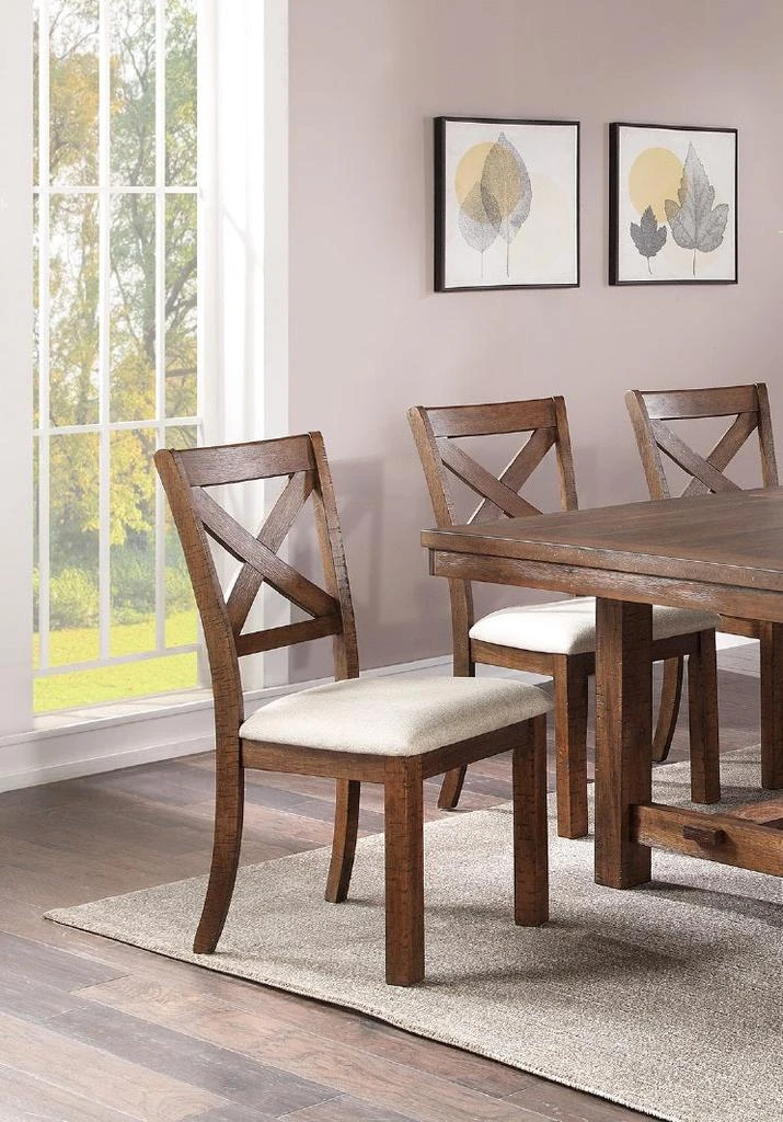 商品Streamdale Furniture|Streamdale Rustic Natural Fabric Dining Chairs,价格¥2370,第1张图片