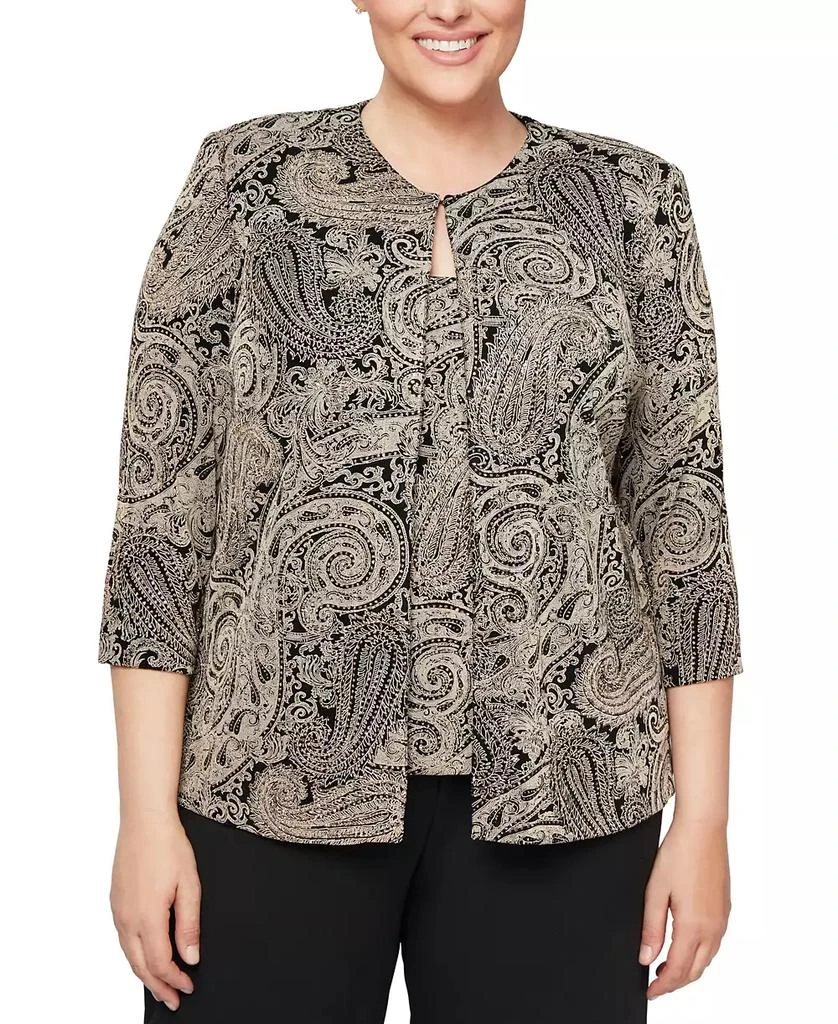 商品Alex Evenings|Plus Size Glitter-Print Jacket & Top Set,价格¥946,第1张图片