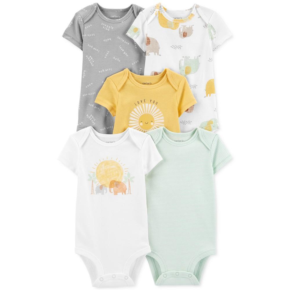 商品Carter's|Baby Boys or Baby Girls Assorted 5-Pack Short-Sleeve Cotton Bodysuits,价格¥151,第1张图片