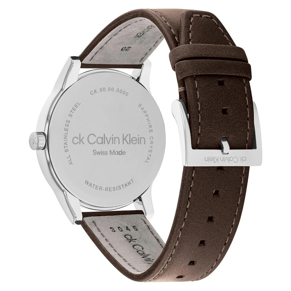 商品Calvin Klein|Men's Swiss Dressed Brown Leather Strap Watch 40mm,价格¥1335,第3张图片详细描述