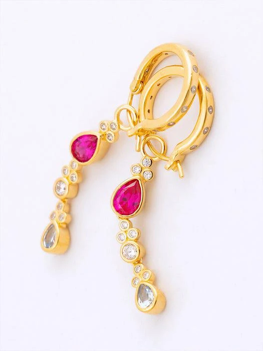 商品320SHOWROOM|2-ways Ruby Spinel Hoop Earrings,价格¥605,第2张图片详细描述