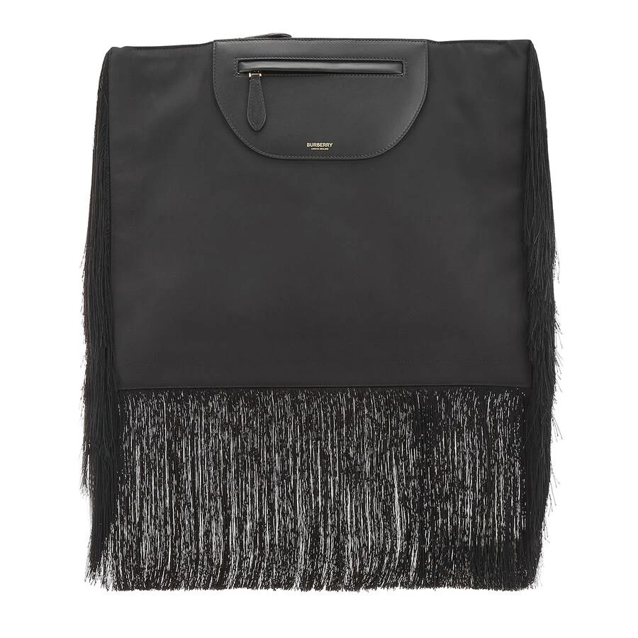 商品Burberry|Ladies Black Fringe Leather Olympia Scarf Flat Clutch,价格¥2030,第1张图片