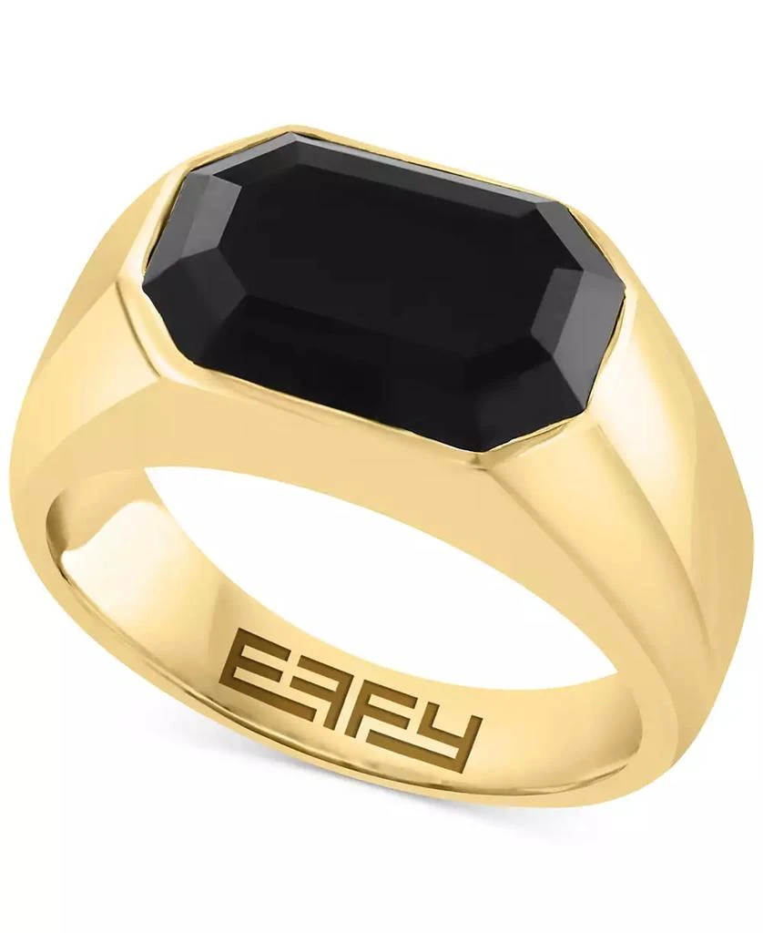 商品Effy|EFFY® Men's Onyx Ring in 14k Gold-Plated Sterling Silver,价格¥1696,第1张图片