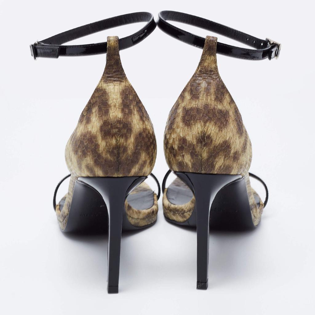 商品[二手商品] Yves Saint Laurent|Saint Laurent Multicolor Patent Leather and Python Embossed Leather Jane Sandals Size 39.5,价格¥3612,第7张图片详细描述