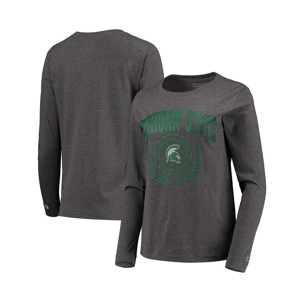 Women's Heathered Charcoal Michigan State Spartans University Laurels Long Sleeve T-shirt商品第1张图片规格展示