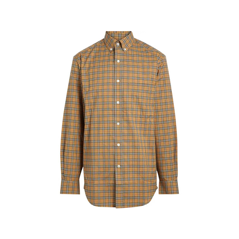 Burberry | 【现货】博柏利 经典款 男士典藏米色棉质小格纹长袖衬衫 1512.08元 商品图片