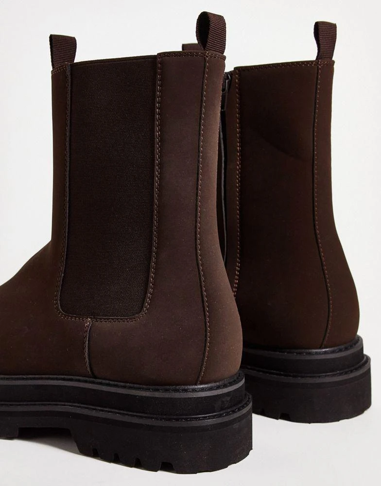 商品ASOS|ASOS DESIGN chunky calf boot in brown faux leather,价格¥225,第4张图片详细描述