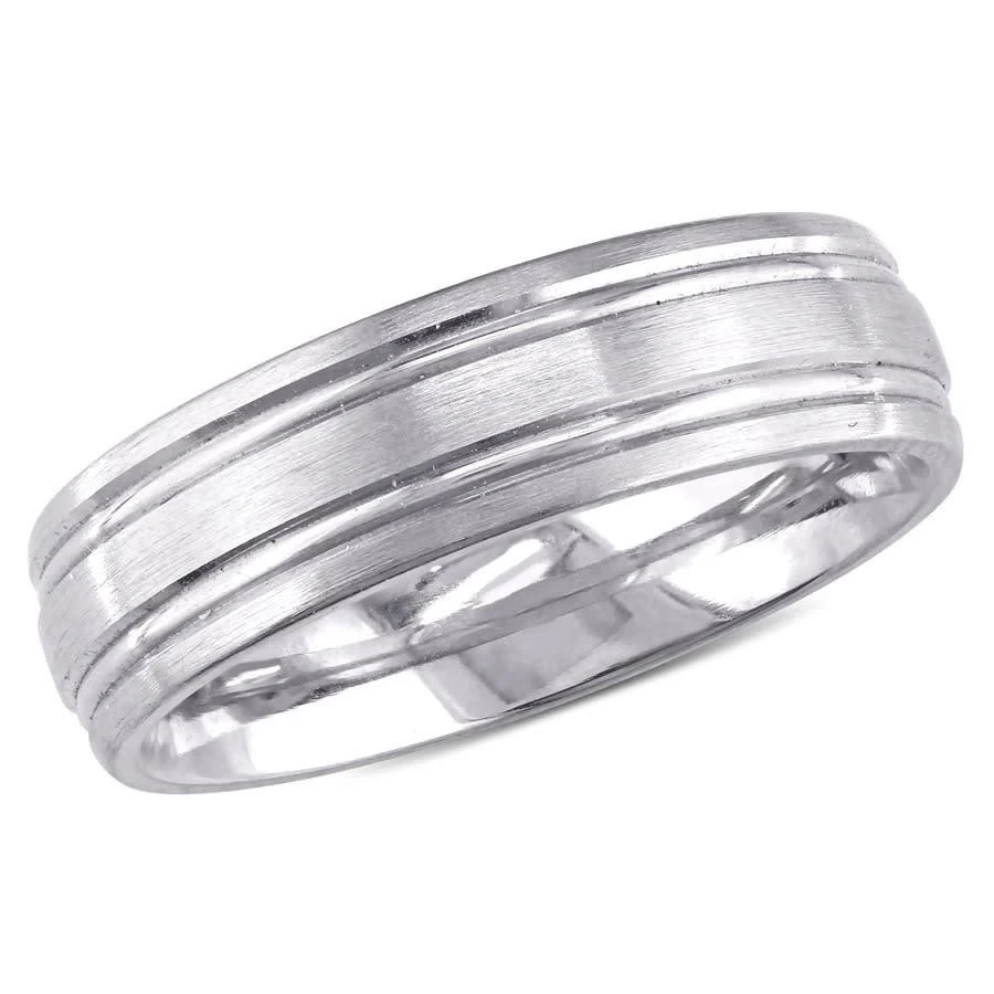 商品Amour|14k White Gold Men's Wedding Band 6mm,价格¥5272,第1张图片