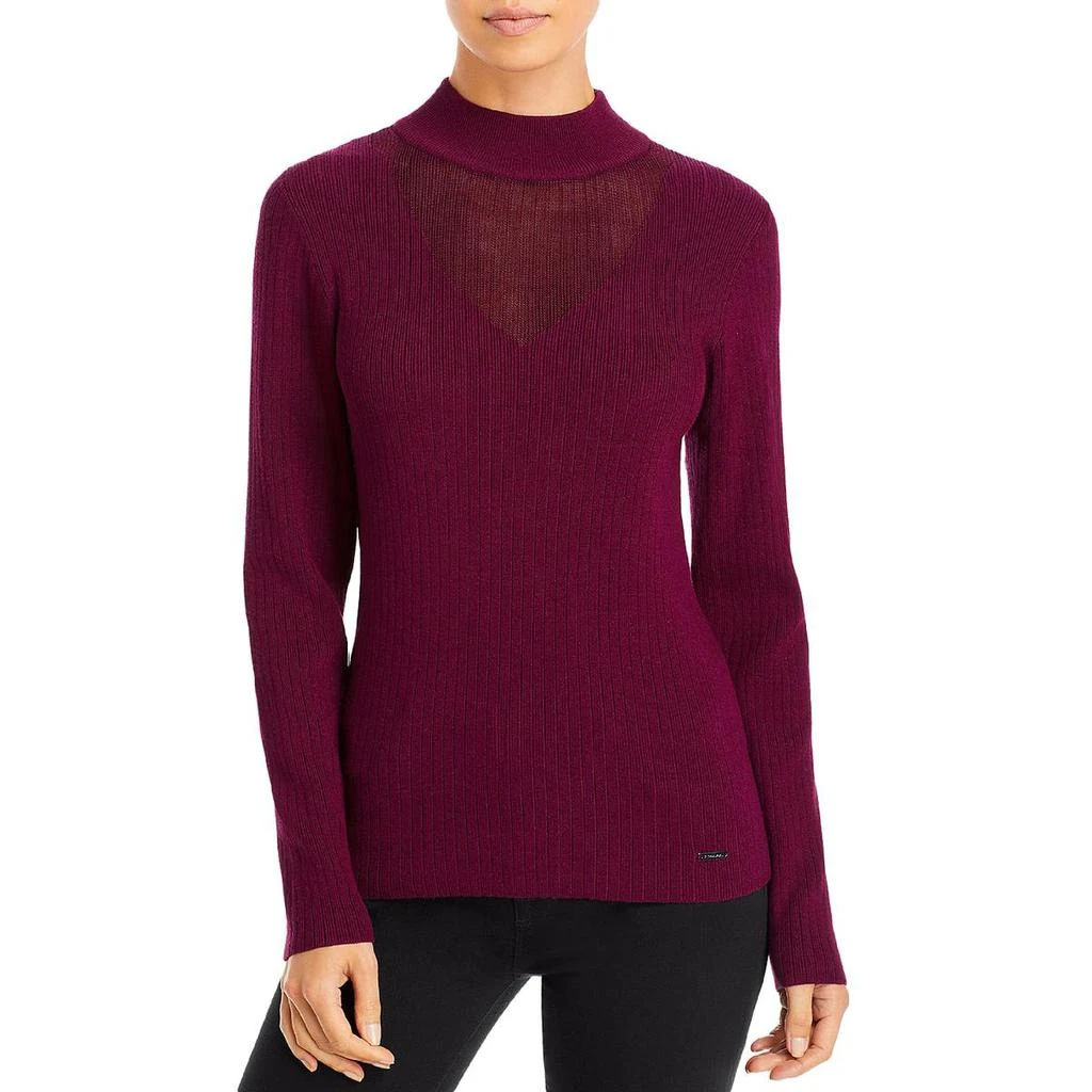 商品Tahari|T Tahari Womens Ribbed Knit Illusion Mock Turtleneck Sweater,价格¥108,第1张图片