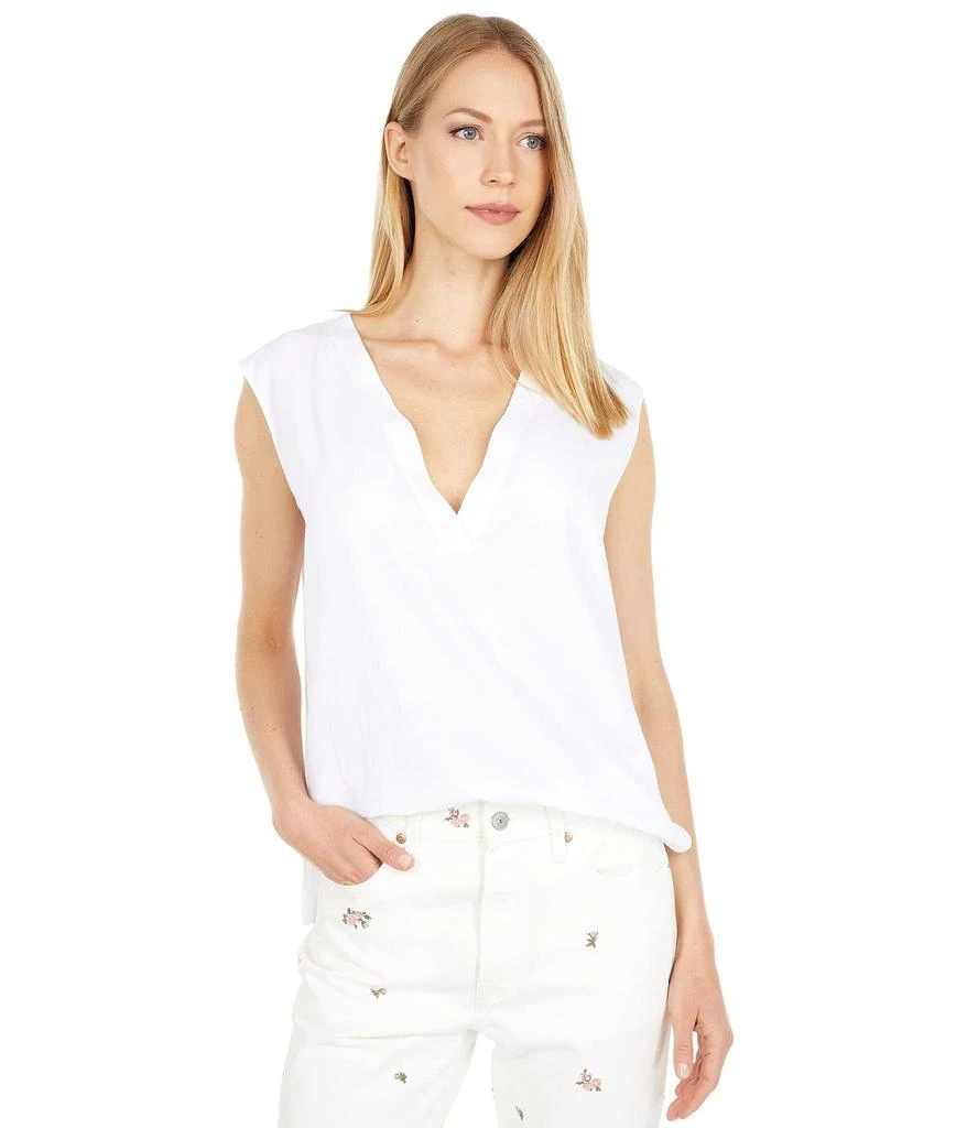 商品Vince|Rib Trim Double V-Neck Shell,价格¥1059,第1张图片