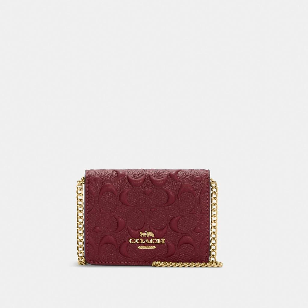 商品Coach|蔻驰Chain迷你经典老花浮雕翻盖链条包,价格¥589,第4张图片详细描述