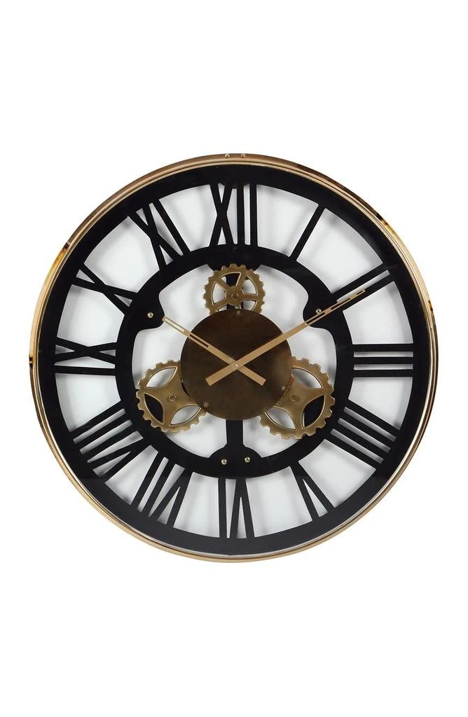 商品WILLOW ROW|Black Stainless Steel Gear Wall Clock,价格¥1665,第3张图片详细描述