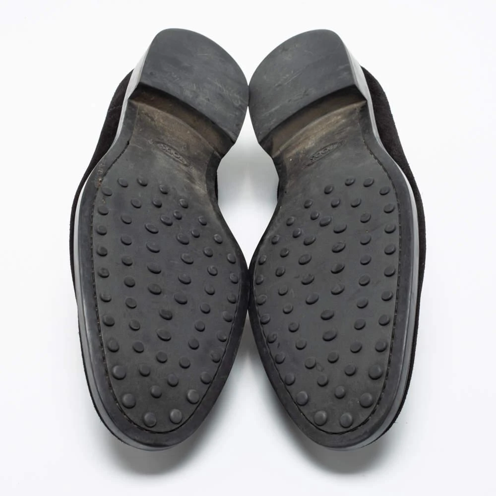 Tod's Black Suede Buckle Slip-On Loafers Size 43 商品