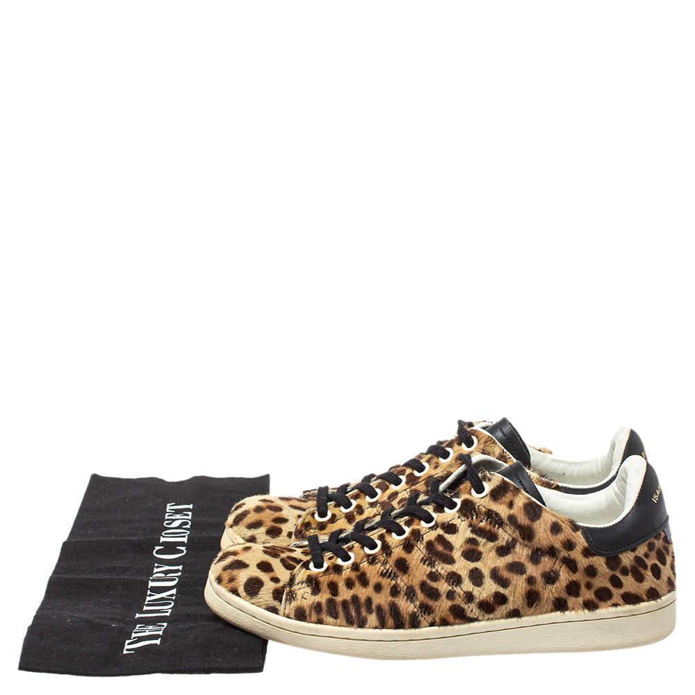 Isabel Marant Brown/Black Leopard Print Pony Hair And Leather Sneakers Size 36商品第8张图片规格展示