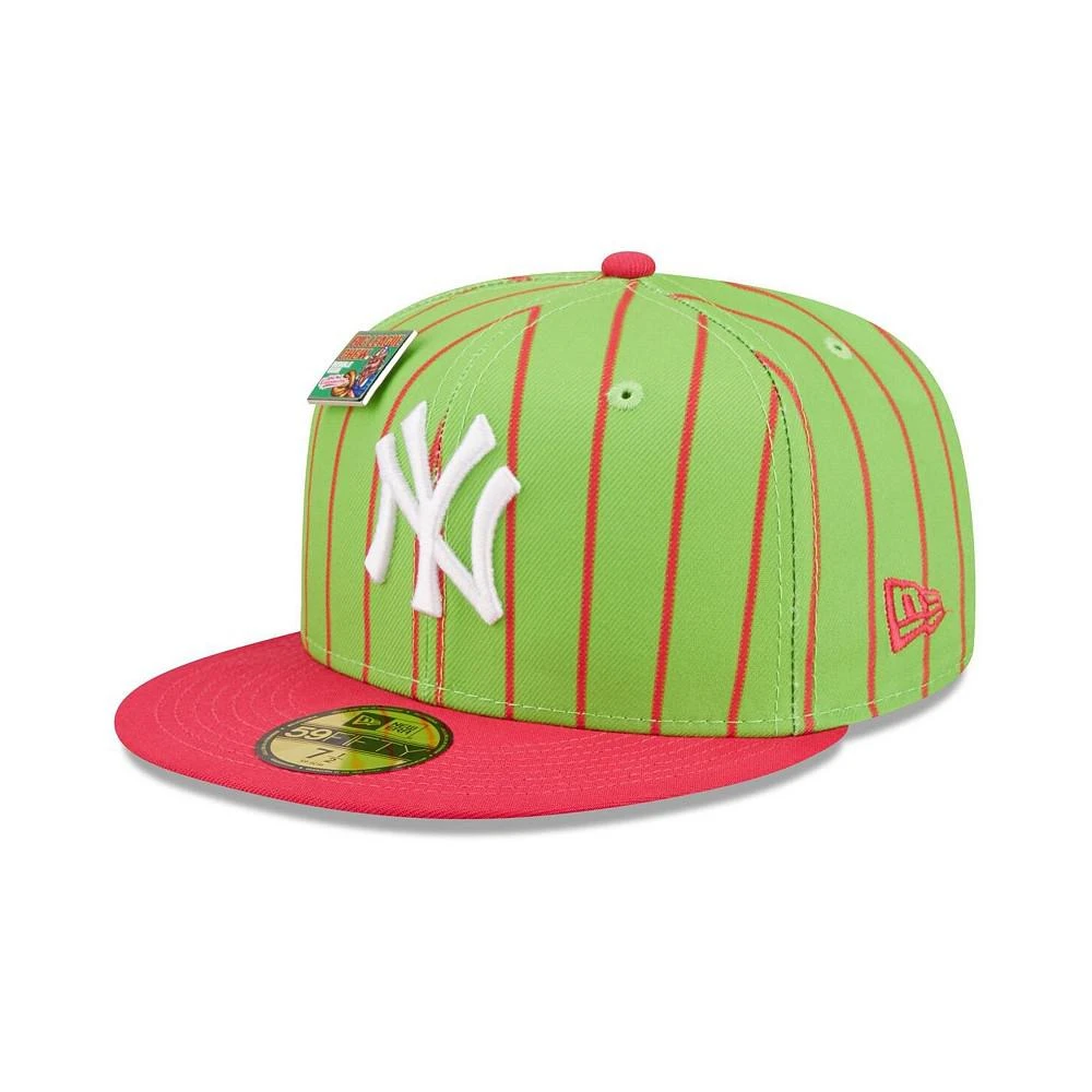商品New Era|Men's Pink and Green New York Yankees MLB x Big League Chew Wild Pitch Watermelon Flavor Pack 59FIFTY Fitted Hat,价格¥297,第3张图片详细描述