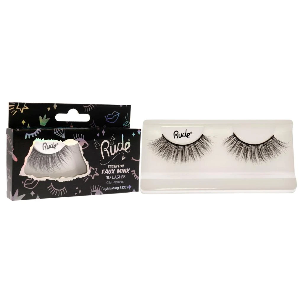 商品Rude Cosmetics|Essential Faux Mink 3D Lashes - Captivating by  for Women - 1 Pc Pair,价格¥101,第2张图片详细描述