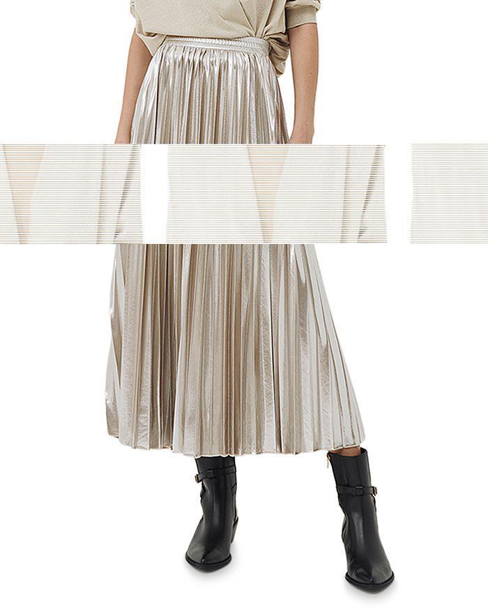 商品Marella|Quincy Metallic Pleated Skirt,价格¥2166,第3张图片详细描述