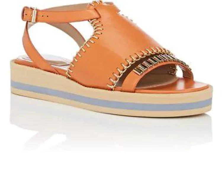 商品Alberta Ferretti|Embellished Leather Platform-Wedge Sandals,价格¥2374,第2张图片详细描述