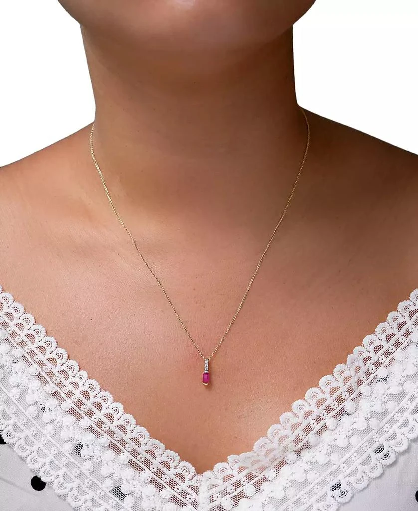 商品Macy's|2-Pc. Set Lab-Created Ruby (3/4 ct. t.w.) & Diamond (1/20 ct. t.w.) Emerald-Cut Pendant Necklace & Ring in 14k Gold-Plated Sterling Silver,价格¥985,第2张图片详细描述