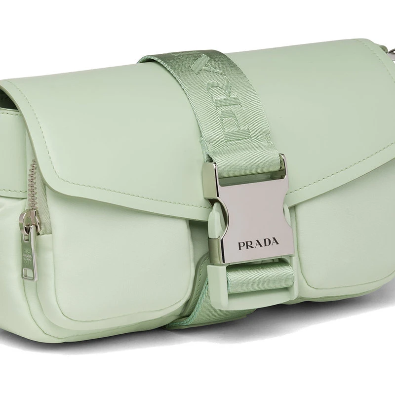 商品Prada|【预售3-7天】PRADA/普拉达 2021秋冬 水绿色再生尼龙拼接皮革斜挎单肩包1BD295_789_F0934_V_BFO,价格¥15298,第5张图片详细描述