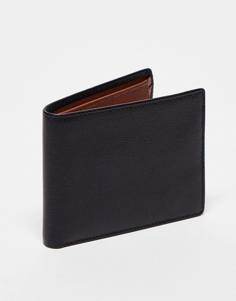 商品ASOS|ASOS DESIGN real leather wallet in black with brown internals,价格¥122,第1张图片