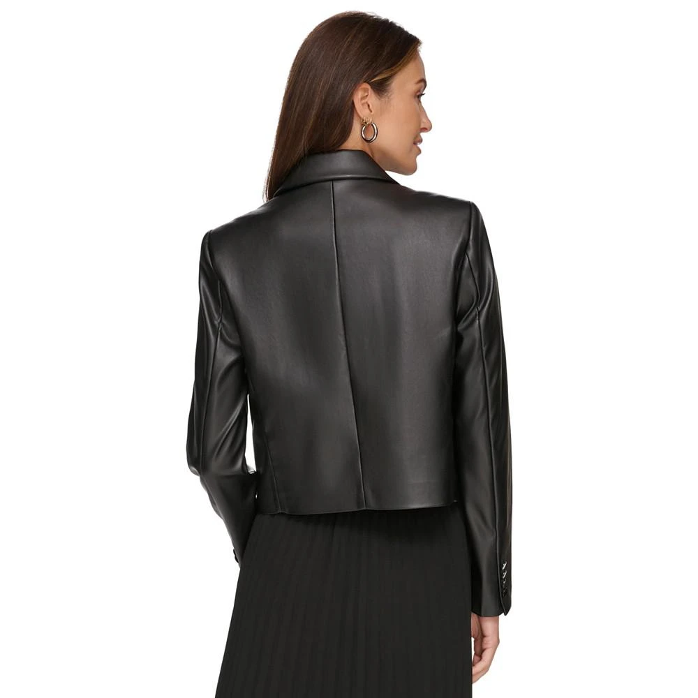 商品DKNY|Women's Cropped Double-Breasted Faux Leather Blazer,价格¥1092,第2张图片详细描述