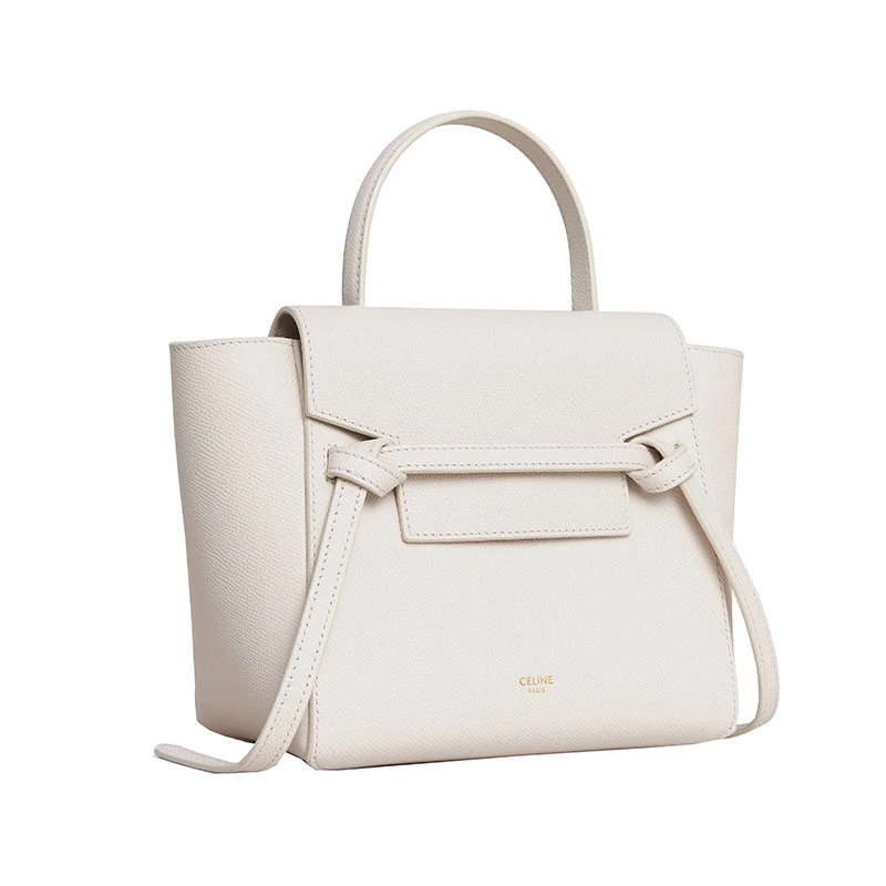 商品Celine|【预售3-7天】赛琳 22新款 NANO BAG系列 女士白色粒面小牛皮翻盖拉链开合拆卸调节肩带单肩斜挎手提鲶鱼包189003ZVA.01RC,价格¥14750,第4张图片详细描述