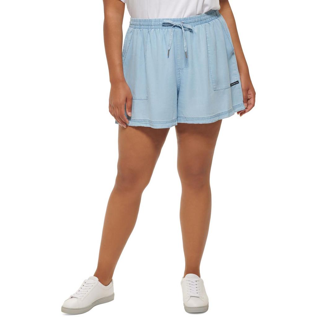 Calvin Klein Jeans Womens Plus Tencel Faded Casual Shorts商品第1张图片规格展示