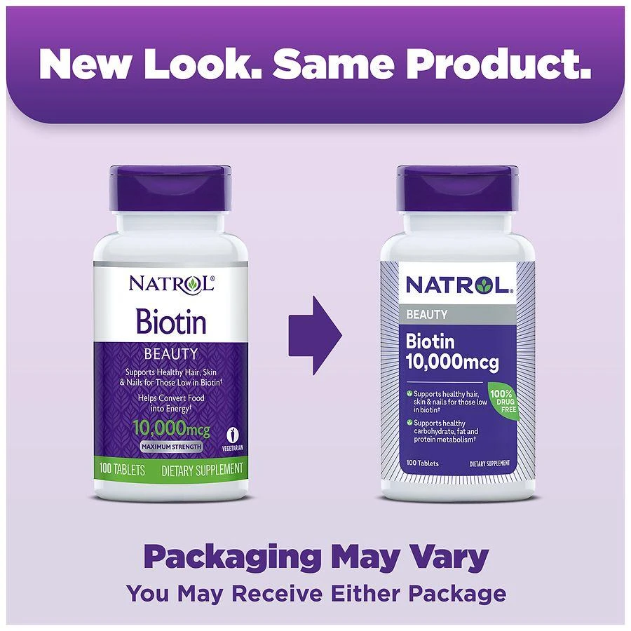 商品Natrol|Biotin Maximum Strength 10,000 mcg Dietary Supplement Tablets,价格¥101,第3张图片详细描述