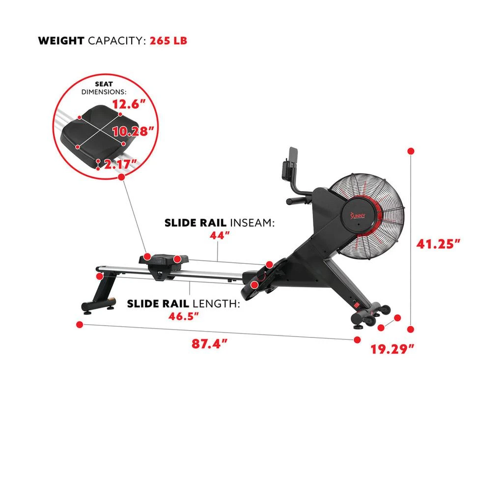 Sunny Health & Fitness Carbon Premium Air Magnetic Rowing Machine 商品