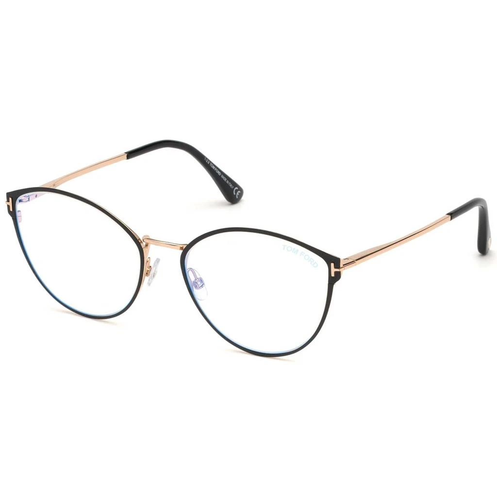 商品Tom Ford|Tom Ford Women's Eyeglasses - Black/Rose Gold Cat-Eye Full-Rim Frame | FT5573-B 005,价格¥851,第1张图片