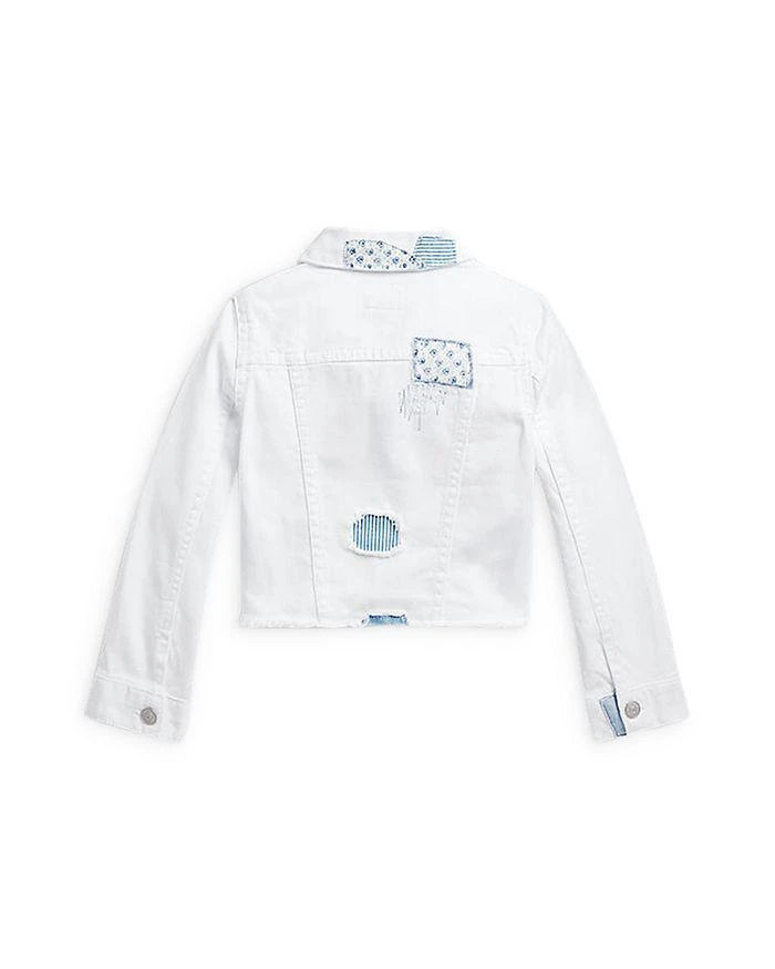 商品Ralph Lauren|Girls' Patchwork Distressed Cropped Denim Jacket - Little Kid,价格¥426,第2张图片详细描述